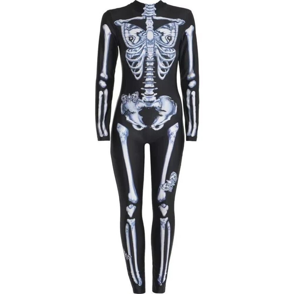 Black Skeleton Print Jumpsuit - Women